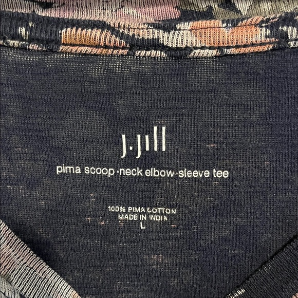 J. Jill 100% Pima Cotton Navy Floral Women's Top Large - Picture 2 of 6